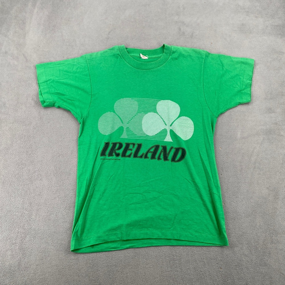Vintage 1986 Ireland Shamrock T-Shirt Screen Stars Green Mens M Single Stitch